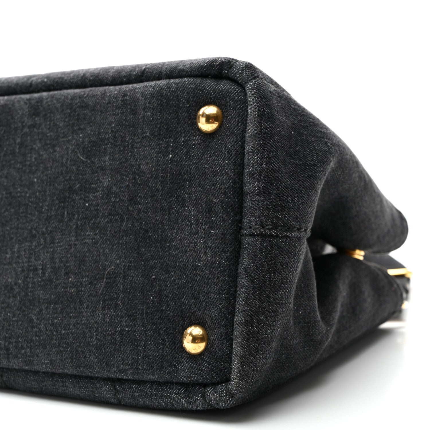 Prada Denim Canapa Small Logo Tote Black 9 of 9