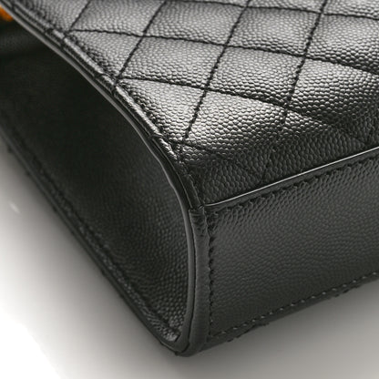 Saint Laurent Grain De Poudre Textured Mixed Matelasse Triquilt Medium Monogram Satchel Black 8 of 9