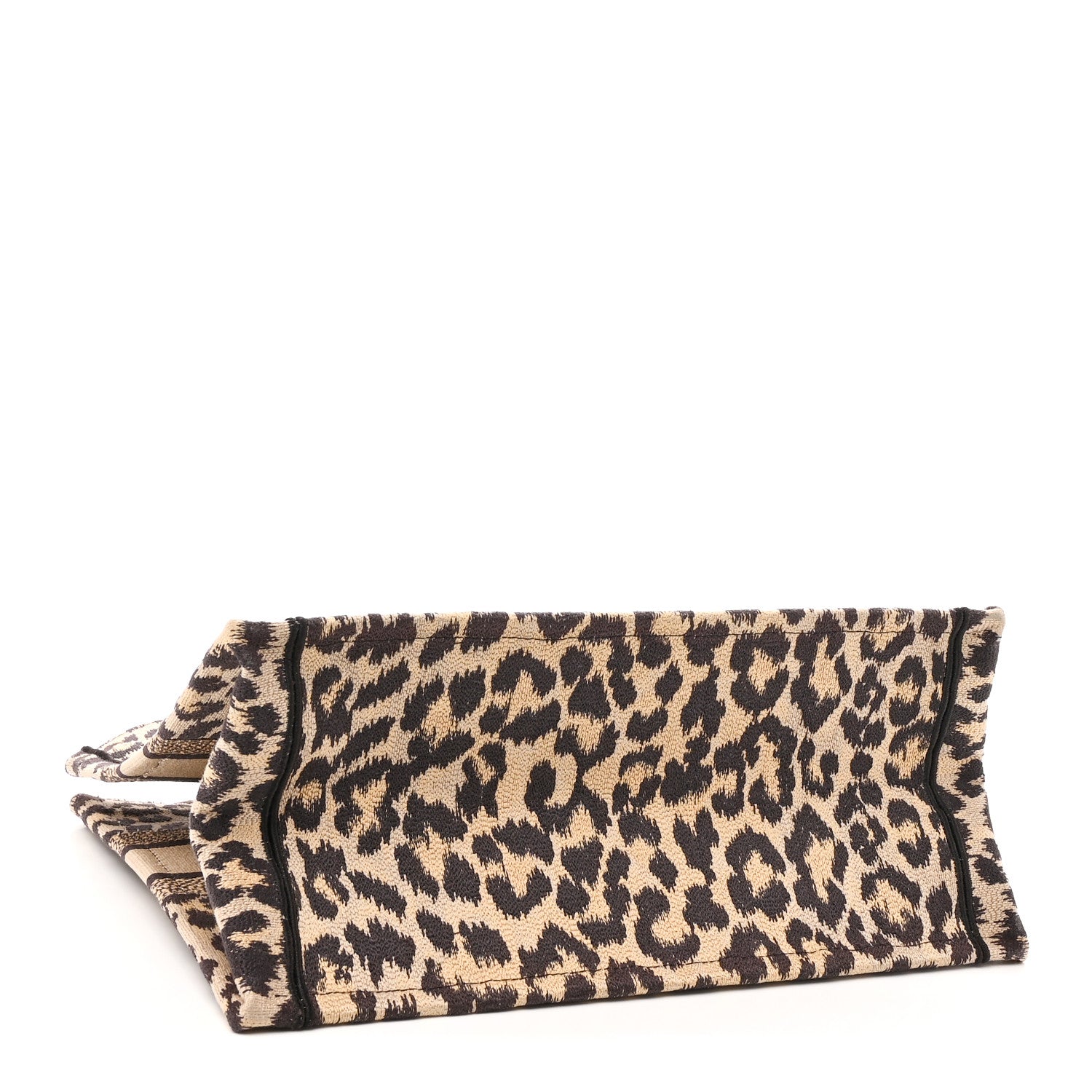Christian Dior Canvas Mizza Embroidered Medium Leopard Book Tote Beige 4 of 10