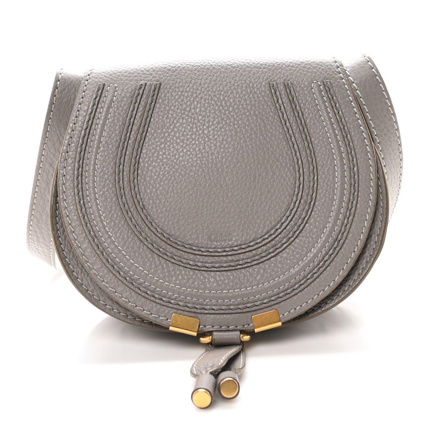 Chloe Grained Calfskin Small Marcie Saddle Bag Cashmere Grey 1 of 10