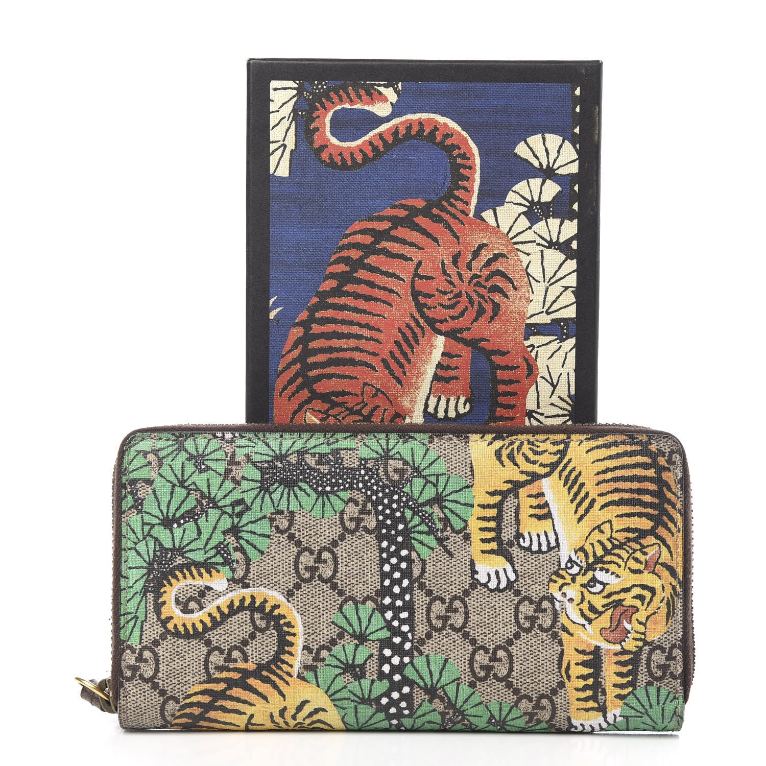 Gucci GG Supreme Monogram Bengal Zip Around Wallet Beige Yard 8 of 8