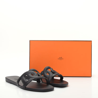 Hermes Rubber Aloha Sandals 37 Black 11 of 11