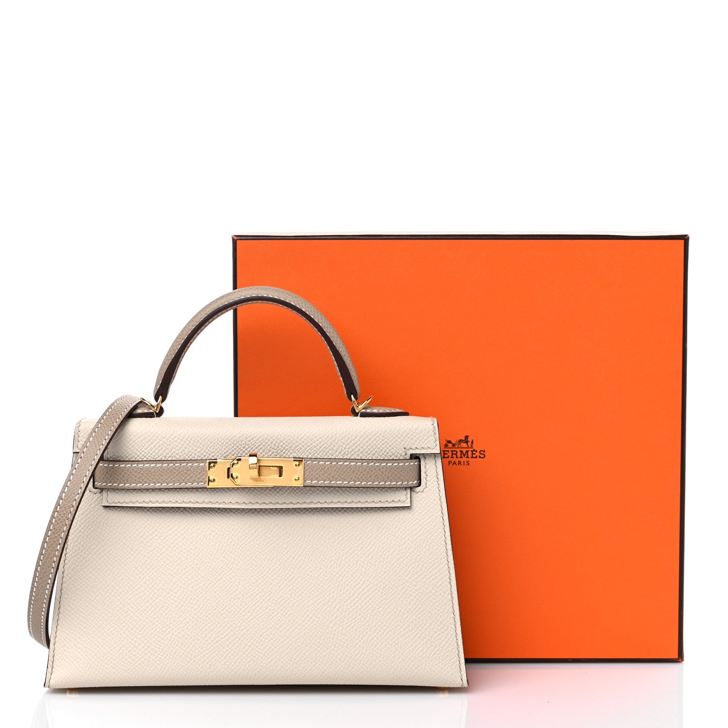 Hermes Epsom Horseshoe Mini Kelly Sellier 20 Craie Etoupe 10 of 10