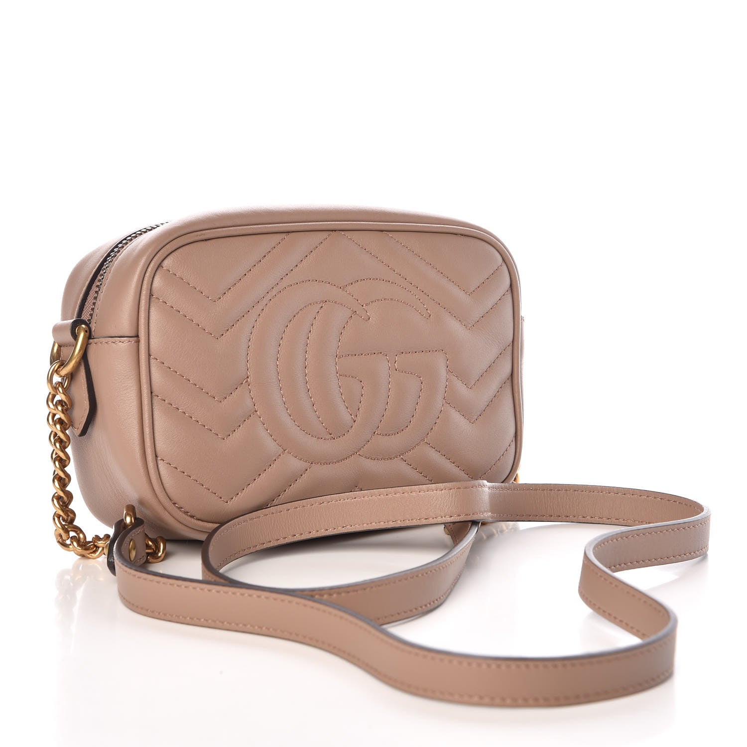 Gucci Calfskin Matelasse Mini GG Marmont Chain Shoulder Bag Porcelain Rose 3 of 9