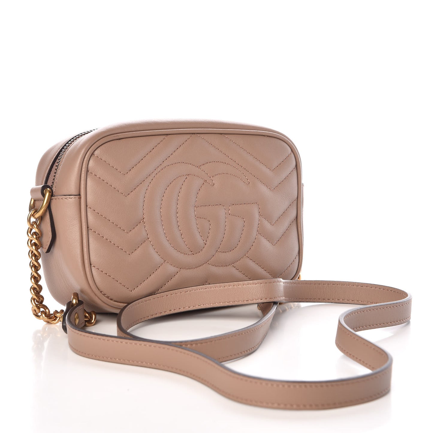Calfskin Matelasse Mini GG Marmont Chain Shoulder Bag Porcelain Rose