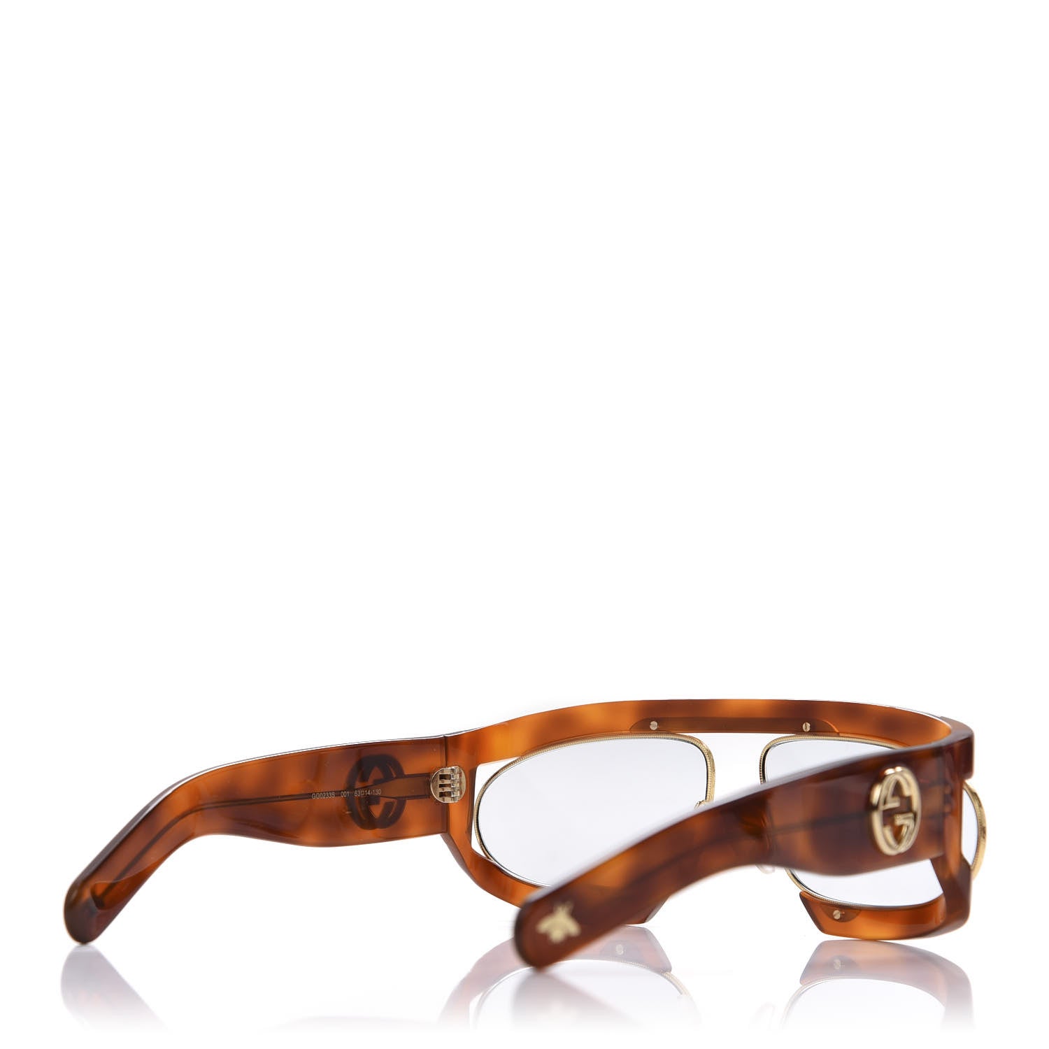 Gucci Oval Sunglasses GG0233S Tortoiseshell Gold 3 of 8