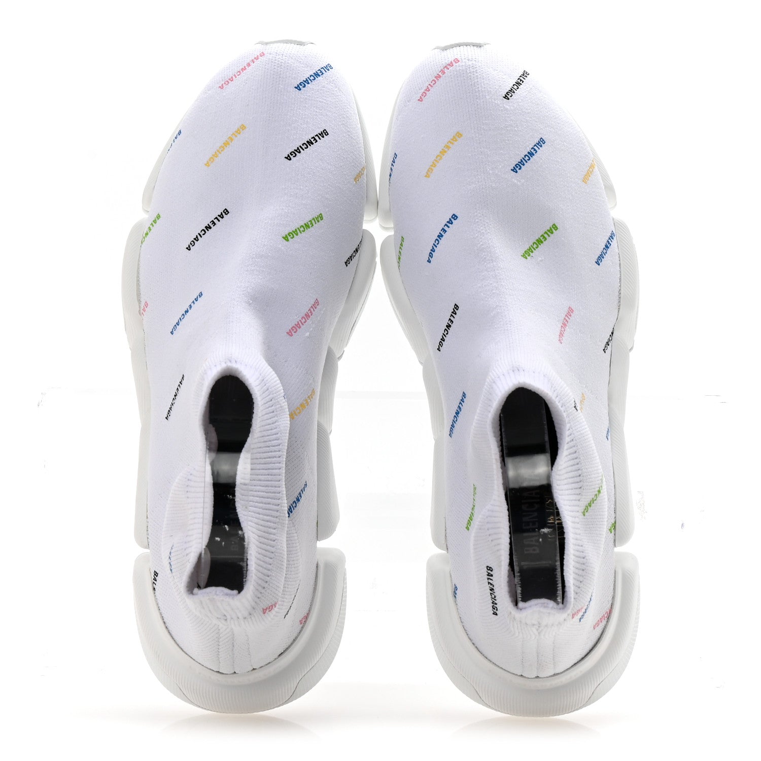 Balenciaga Technical 3D Recycled Knit Allover Logo Womens Speed 2.0 Sneakers 39 White Multicolor 2 of 10