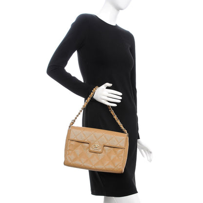 Chanel Caviar Quilted Medium Single Flap Beige 2 of 17