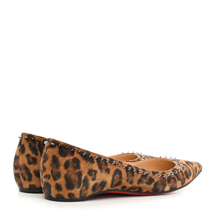 Christian Louboutin Veau Velours Studded Anjalina Flats 37.5 Leo Gun Metal 4 of 12