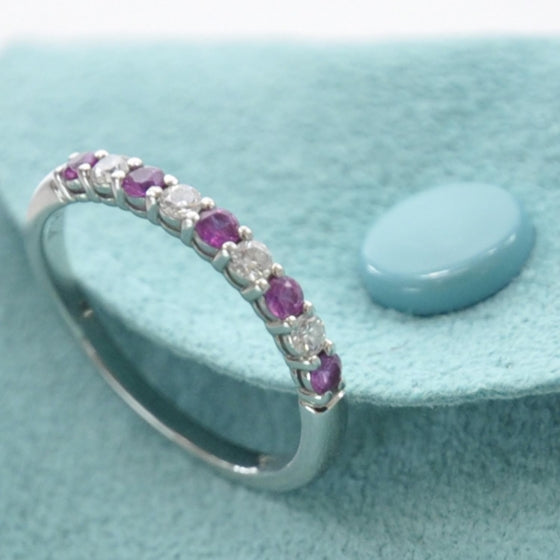 Tiffany Platinum Diamond Pink Sapphire Ring 6 5 of 5