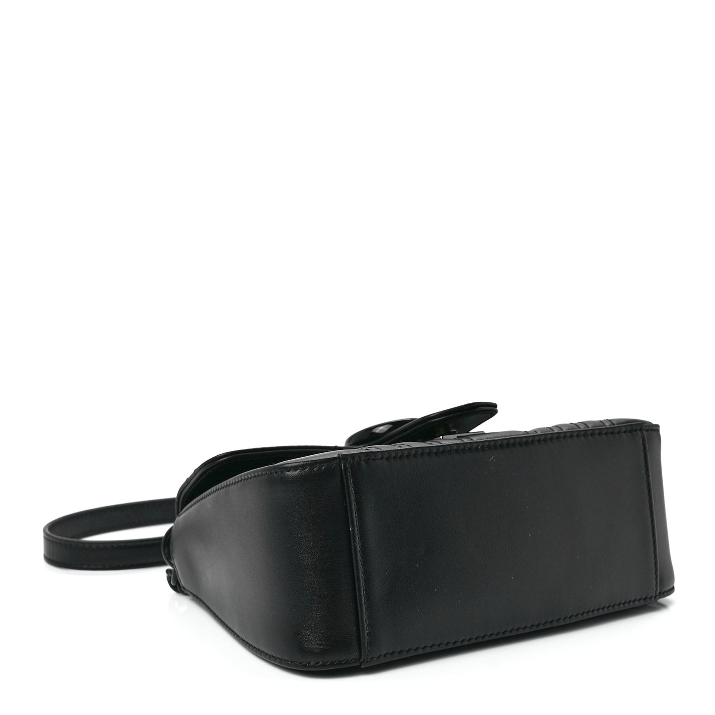 Calfskin Matelasse Monochrome Mini GG Marmont Top Handle Shoulder Bag Black