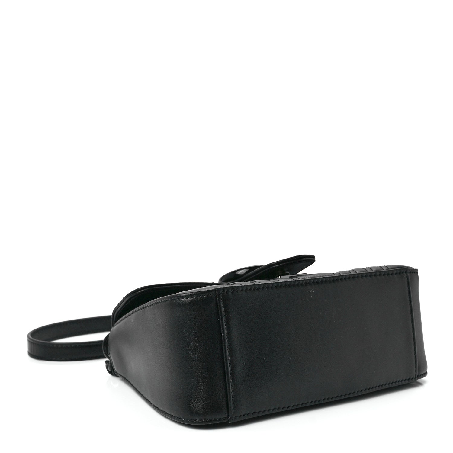 Gucci Calfskin Matelasse Monochrome Mini GG Marmont Top Handle Shoulder Bag Black 4 of 12