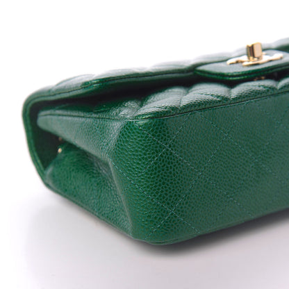 Chanel Metallic Caviar Quilted Mini Rectangular Flap Green 6 of 10