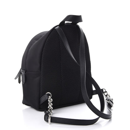 Fendi Nylon Shearling Apple Mini Backpack Black 3 of 7