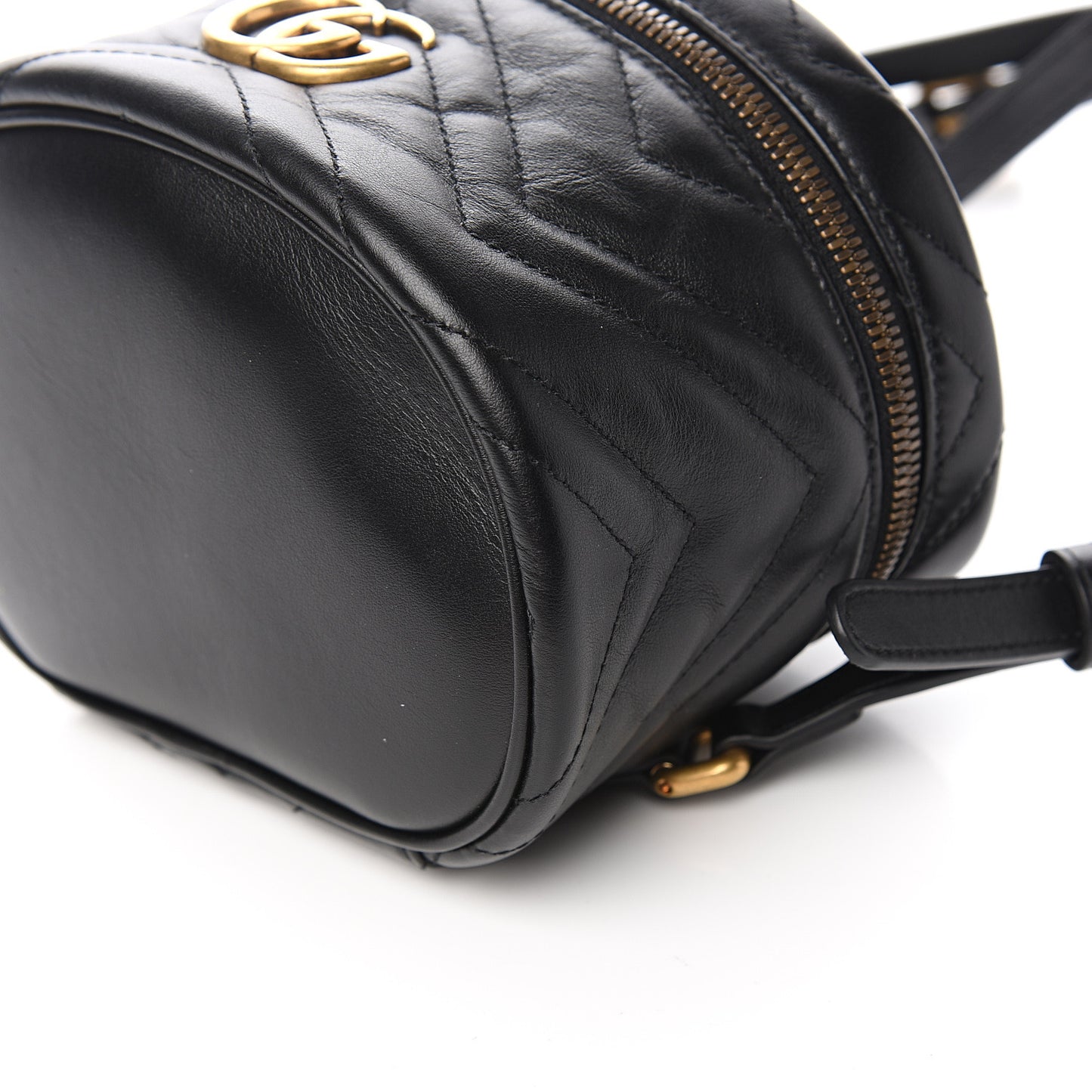 Calfskin Matelasse Mini GG Marmont Round Backpack Black