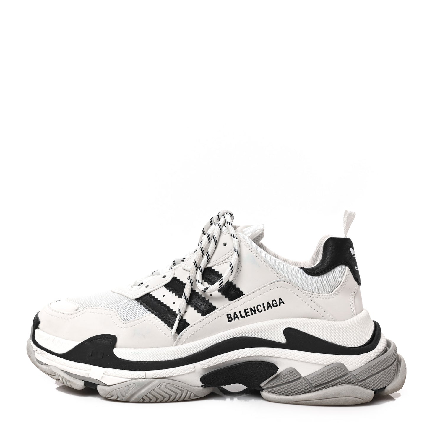 X ADIDAS Fabric Mesh Mens Triple S Sneakers 44 White Black Light Grey Grey