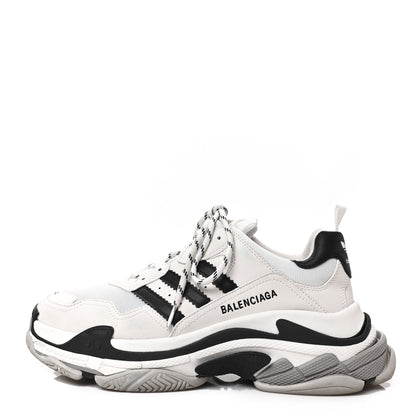 Balenciaga X ADIDAS Fabric Mesh Mens Triple S Sneakers 44 White Black Light Grey Grey 1 of 8