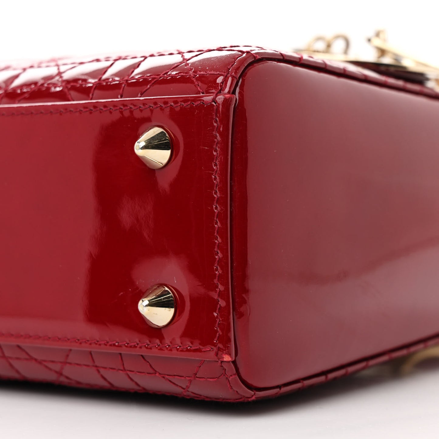 Patent Cannage Small Lady Dior Cherry Red