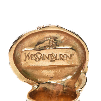 Saint Laurent Glass Cabochon Arty Ovale Ring 6 Gold Coral 4 of 4