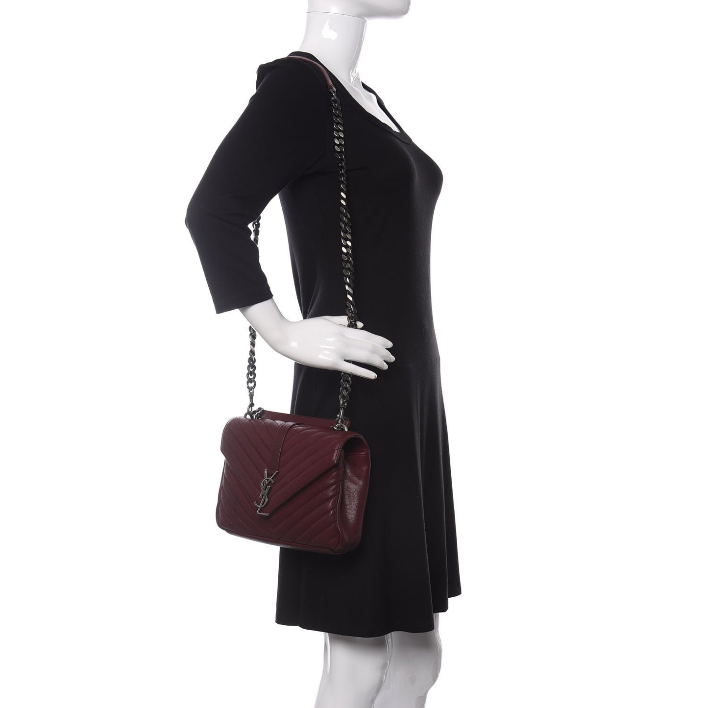 Sheepskin Matelasse Chevron Monogram Medium College Bag Rouge Legion