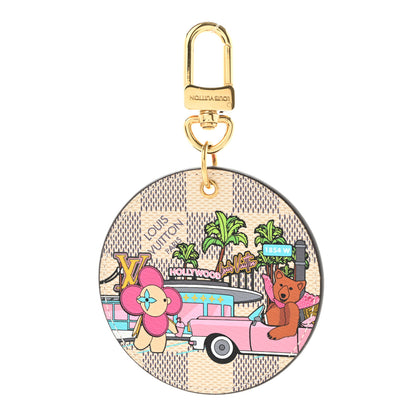 Louis Vuitton Damier Azur 2021 Christmas Animation Hollywood Bag Charm Fuchsia 1 of 4