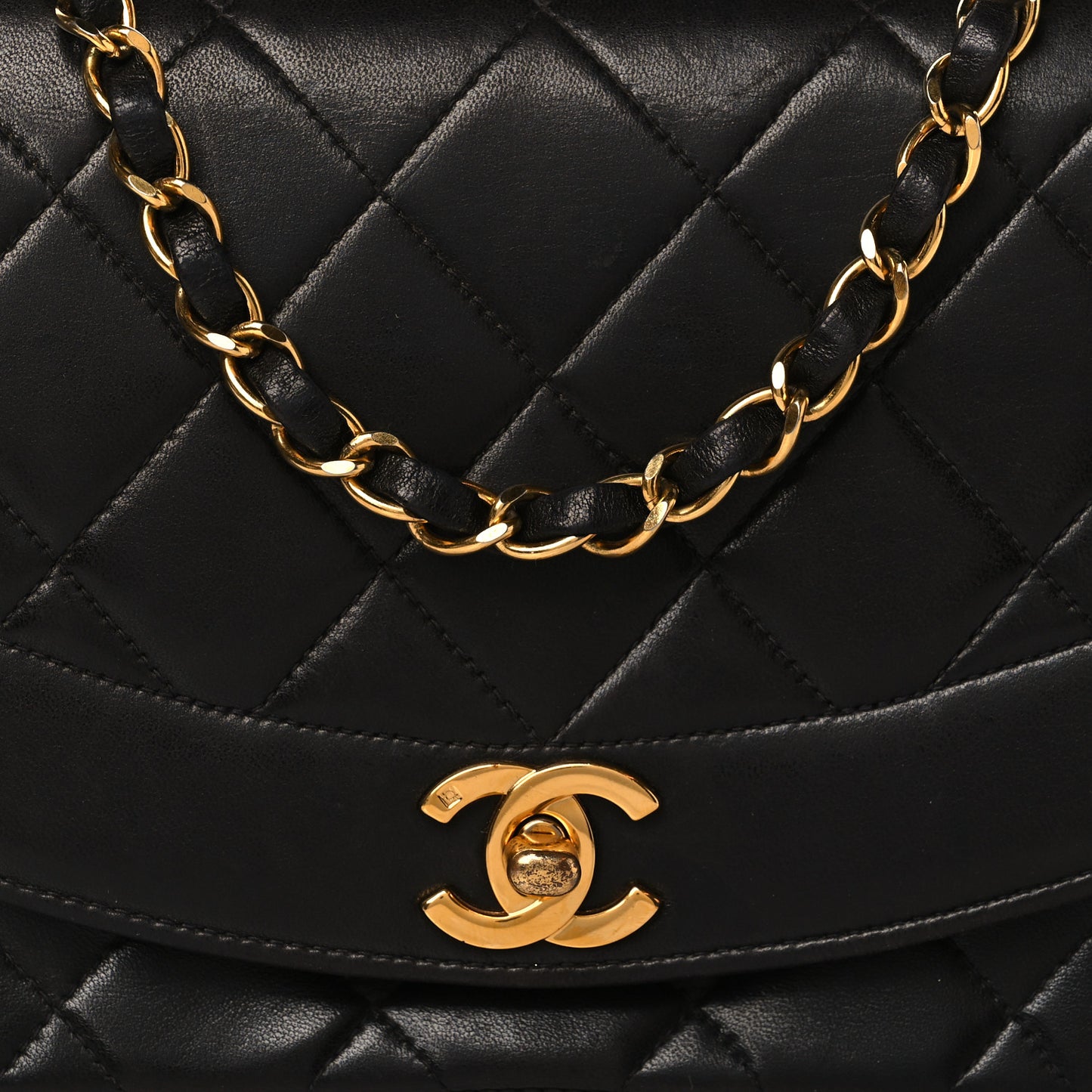 Lambskin Quilted Small Single Flap Black