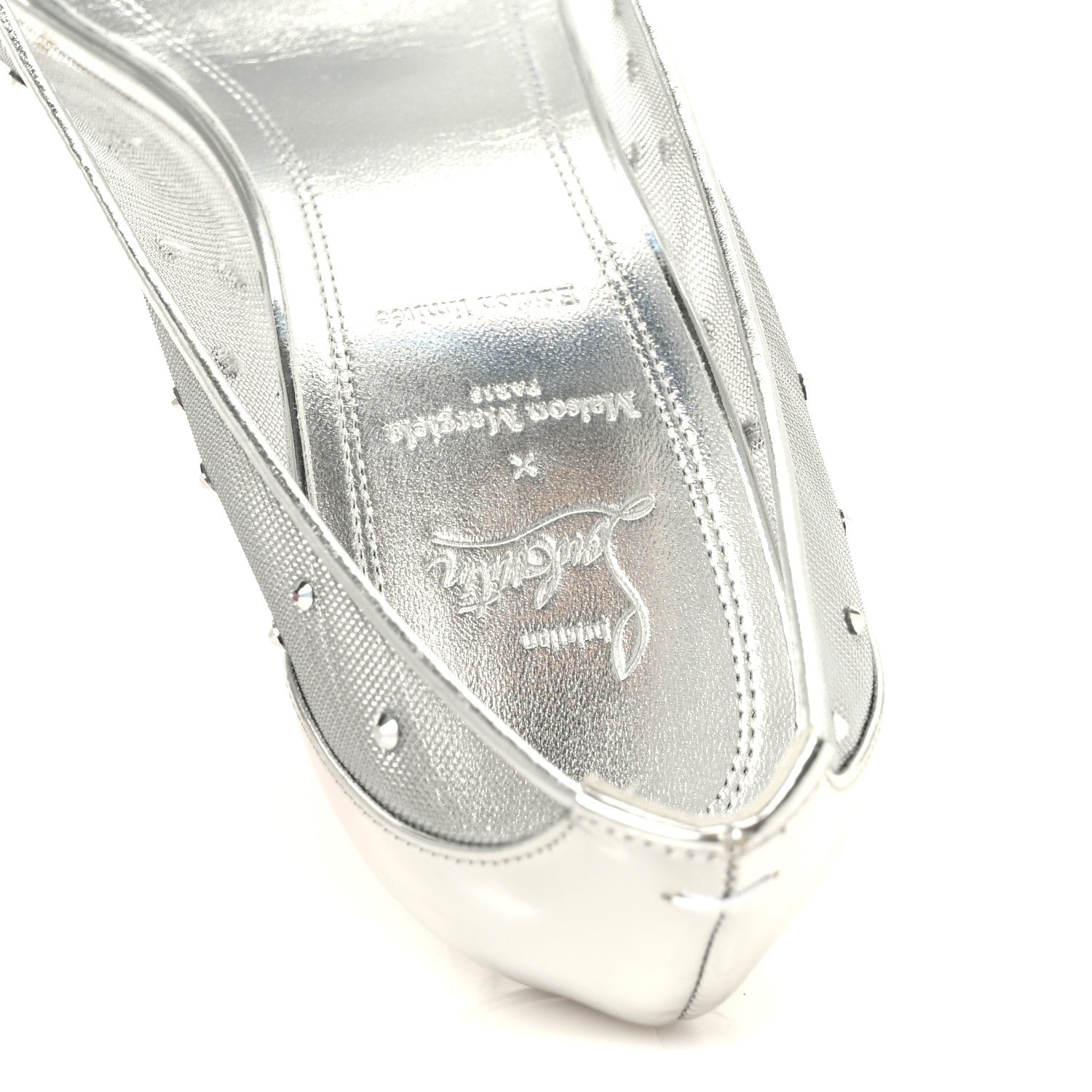 Christian Louboutin X MAISON MARGIELA Rete Glitter Specchio Bridiela Una Strass Tabi Pumps 39.5 Silver 7 of 8