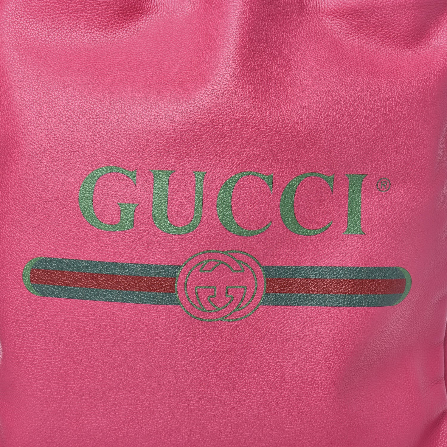 Gucci Grained Calfskin Logo Drawstring Backpack Box Pink Green Black 10 of 10