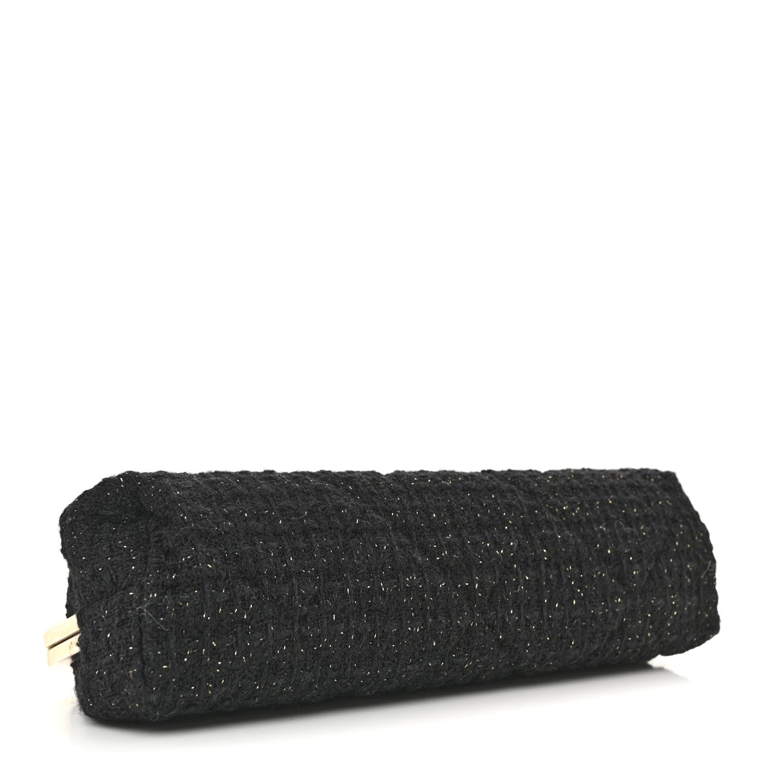 Chanel Tweed Quilted Kiss Lock Clutch Black 4 of 8