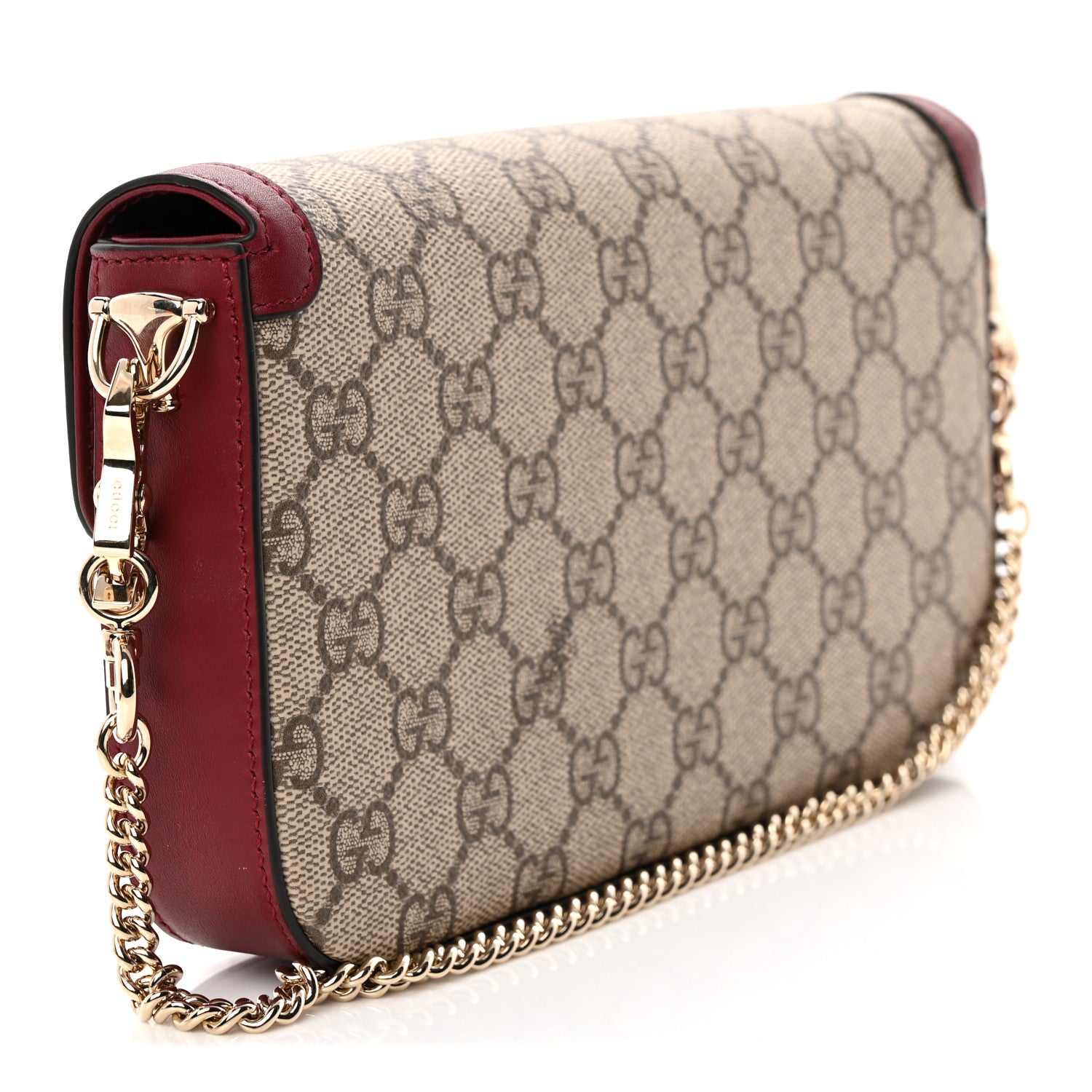 Gucci GG Supreme Monogram Azalea Calfskin Horsebit 1955 Mini Bag Beige Ebony Rosso Ancora 4 of 12