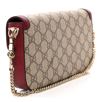 Gucci GG Supreme Monogram Azalea Calfskin Horsebit 1955 Mini Bag Beige Ebony Rosso Ancora 4 of 12