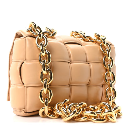 Bottega Veneta Lambskin Maxi Intreccio Padded Chain Cassette Crossbody Bag Almond 3 of 10