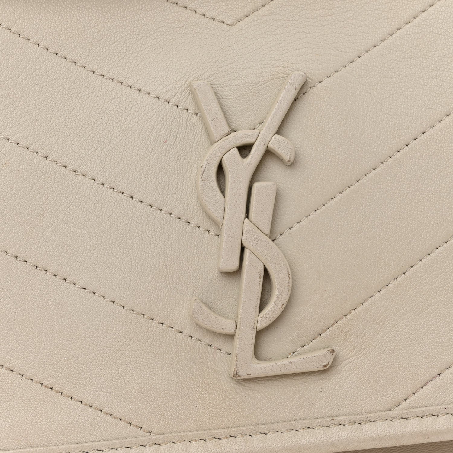 Saint Laurent Lambskin Matelasse Monogram Medium Niki Chain Satchel Ivory 18 of 19