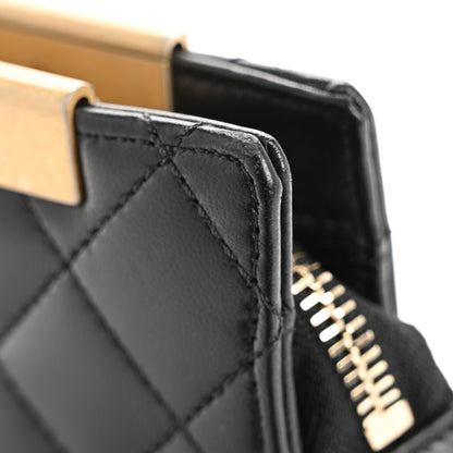 Chanel Lambskin Metallic Calfskin Crocodile Embossed Clutch Black Gold 12 of 12