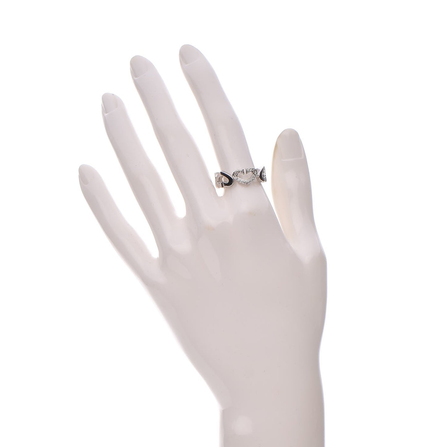 18K White Gold Diamond Hearts and Symbols Ring 55 7.25