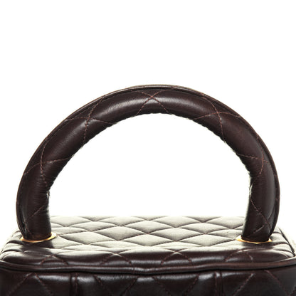 Chanel Lambskin Quilted Cosmetic Vanity Bag Brown 16 of 16