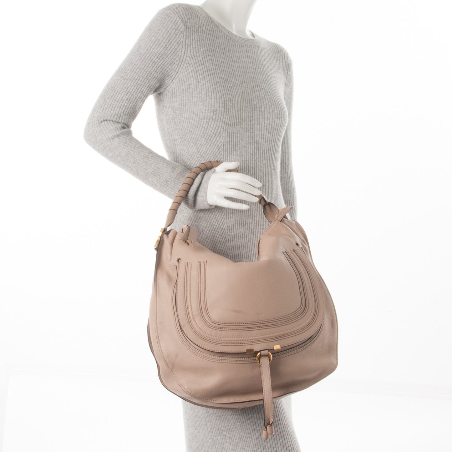 Calfskin Large Marcie Hobo Nude