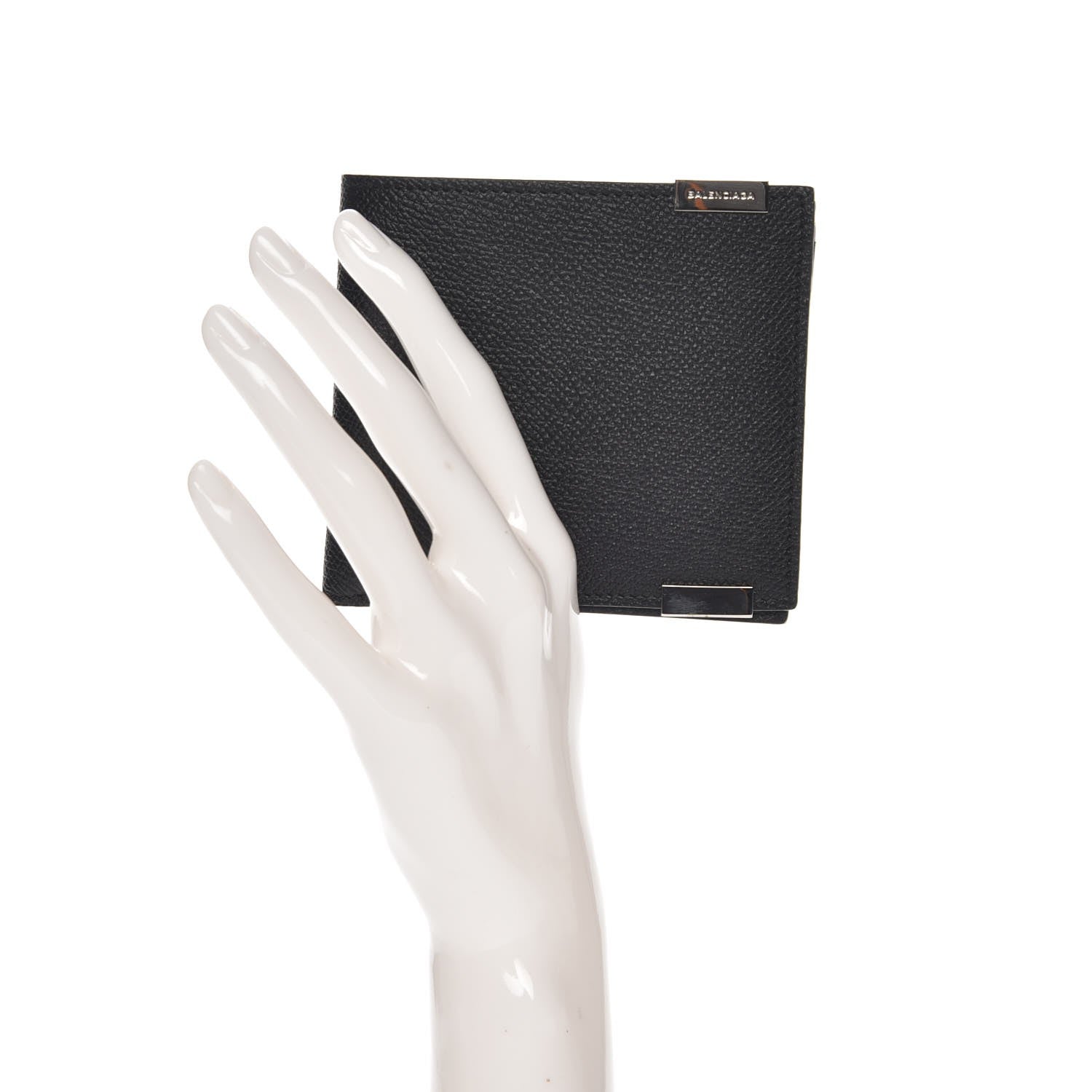 Balenciaga Grained Calfskin Phileas Square Wallet Black 2 of 9