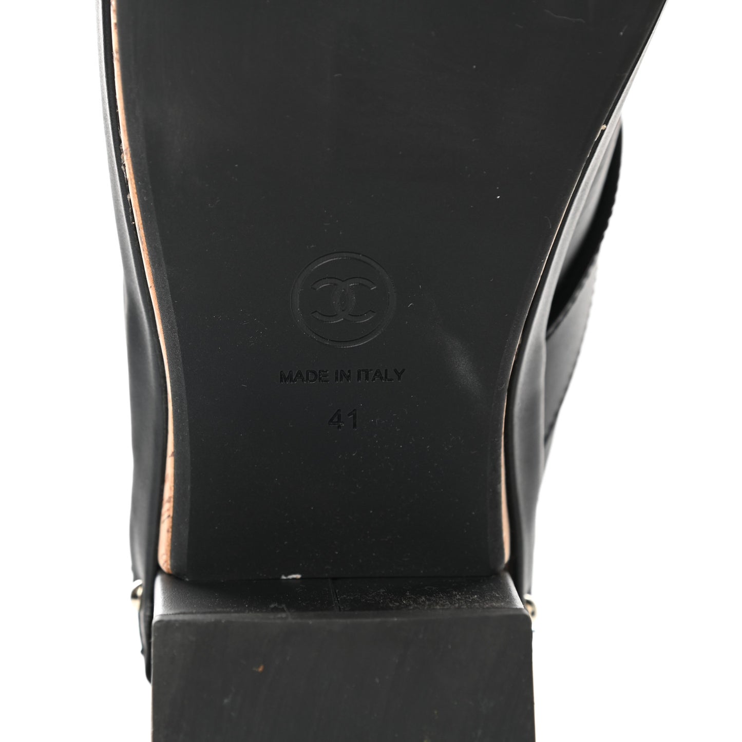 Calfskin CC Turn Lock Clogs 41 Black
