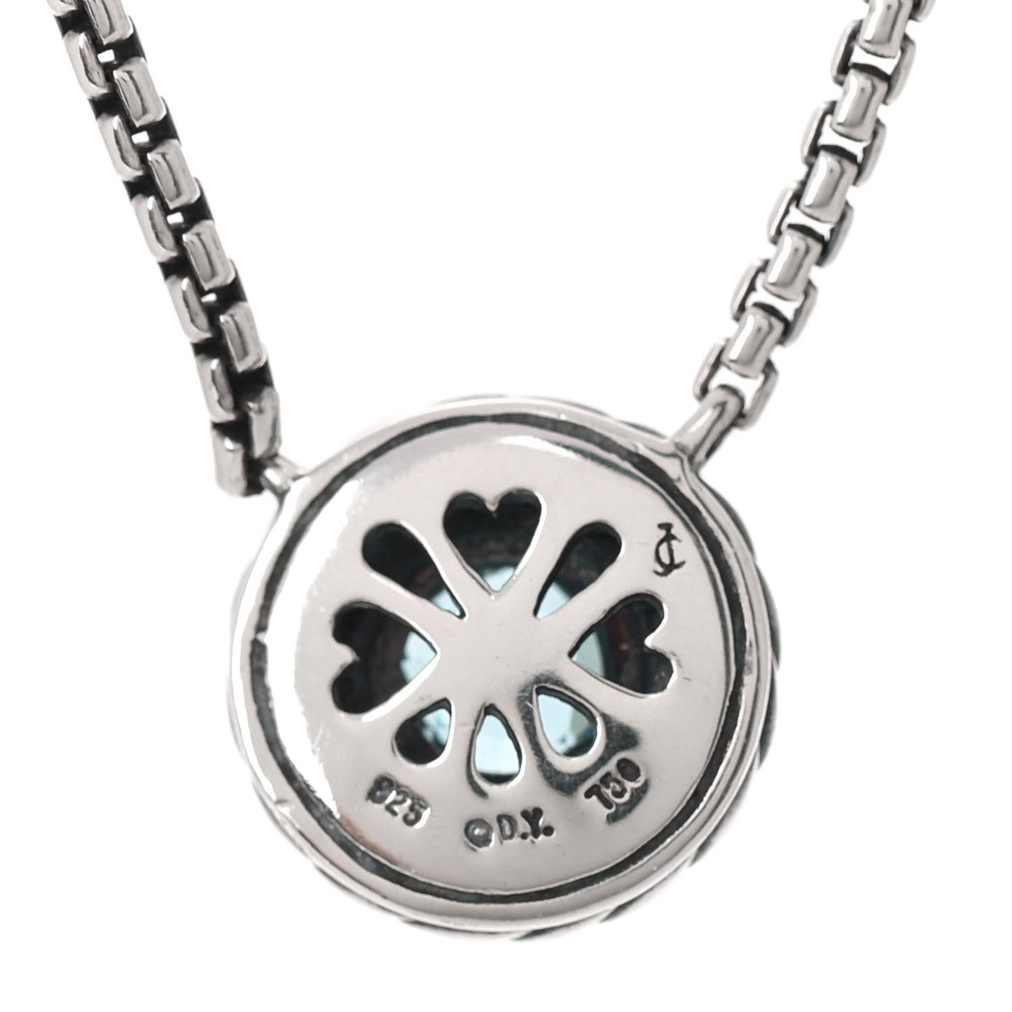 Sterling Silver 14K Yellow Gold Blue Topaz 12mm Cookie Pendant Necklace