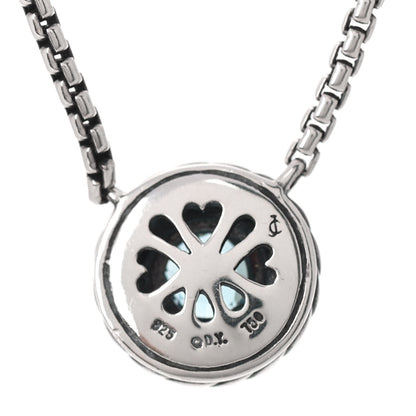 David Yurman Sterling Silver 14K Yellow Gold Blue Topaz 12mm Cookie Pendant Necklace 4 of 5