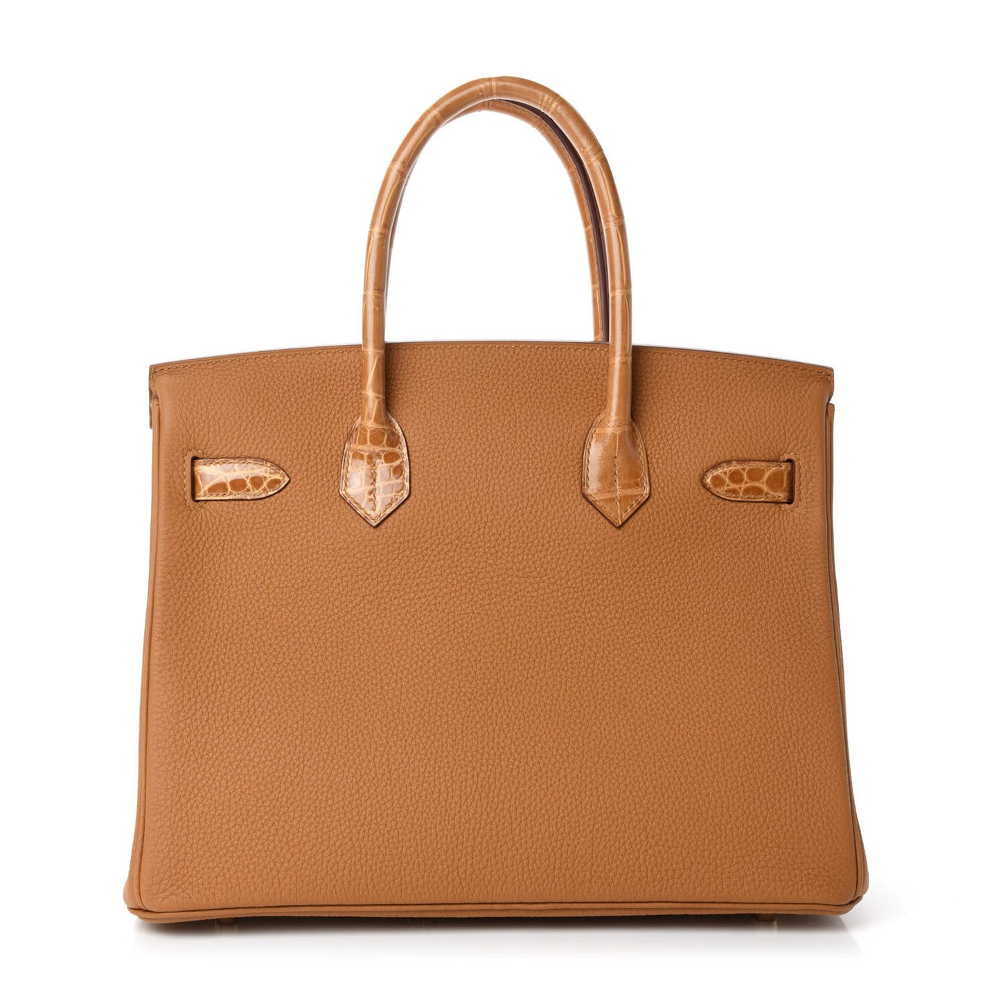 Togo Shiny Niloticus Crocodile Birkin Touch 30 Caramel Tabac Camel