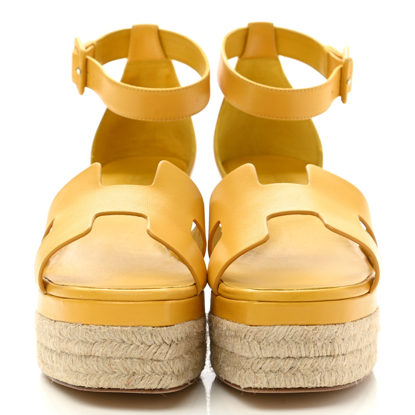 Goatskin Elda Espadrille Wedge Sandals 40 Jaune Sable