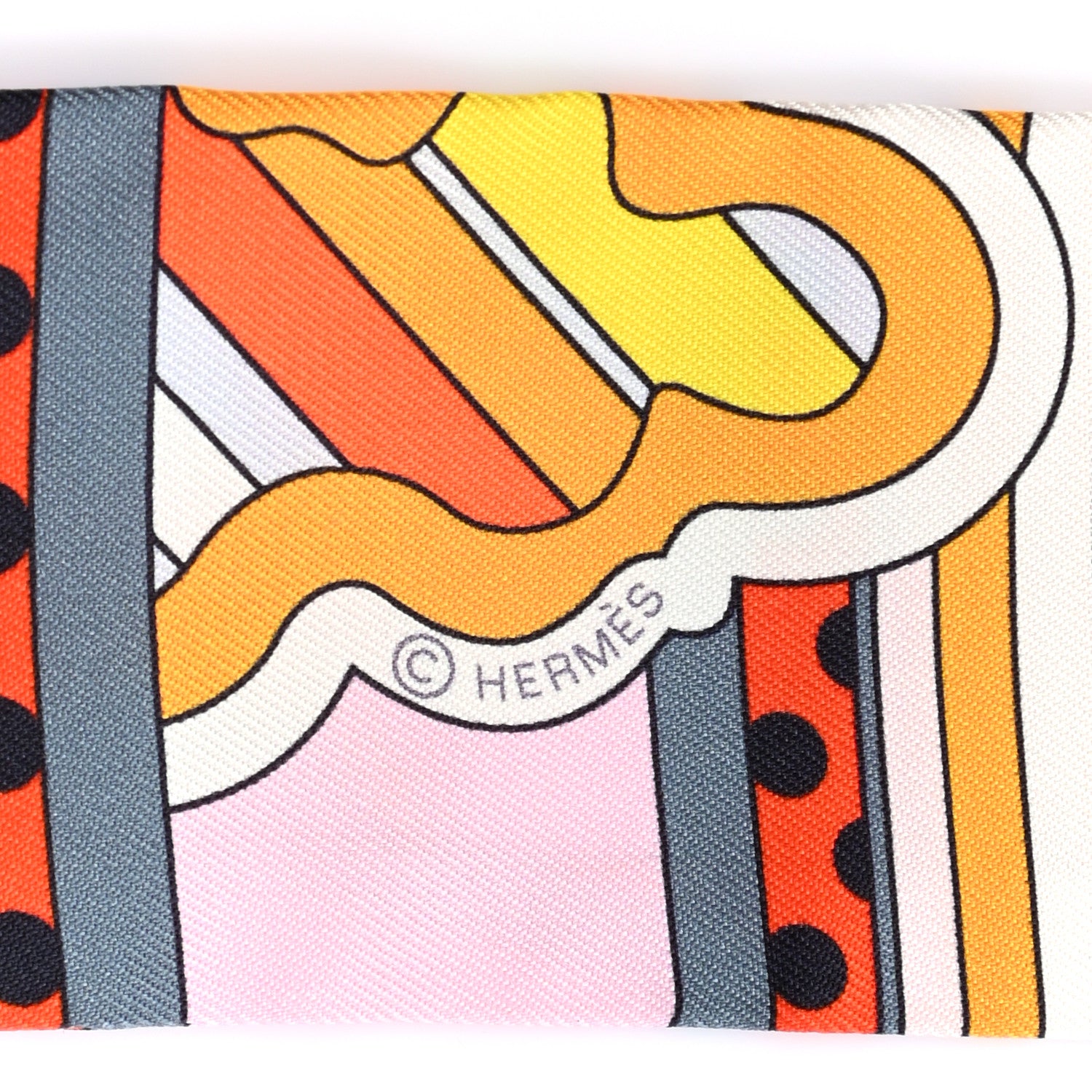 Hermes Silk Faubourg Rainbow Twilly Orange Rose Gris 3 of 4