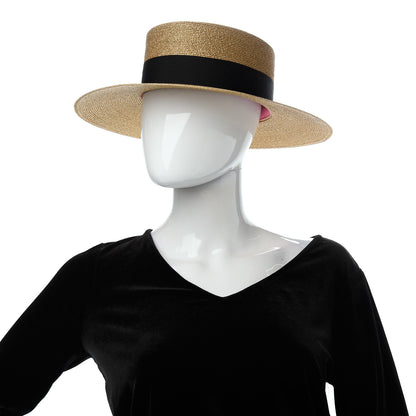 Gucci Glittered Straw Grosgrain Wide Brim Hat S Gold Black 2 of 6