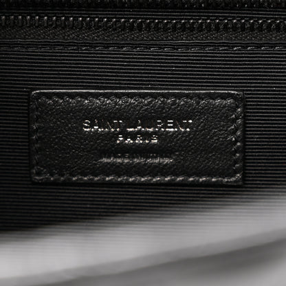 Saint Laurent Grain De Poudre Textured Mixed Matelasse Large Triquilt Monogram Monochrome Satchel Black 6 of 13