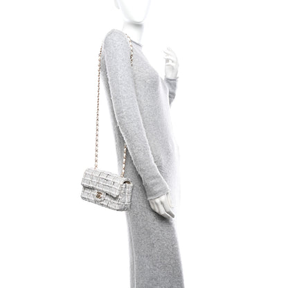 Chanel Tweed Quilted Mini Rectangular Flap White Grey 2 of 11