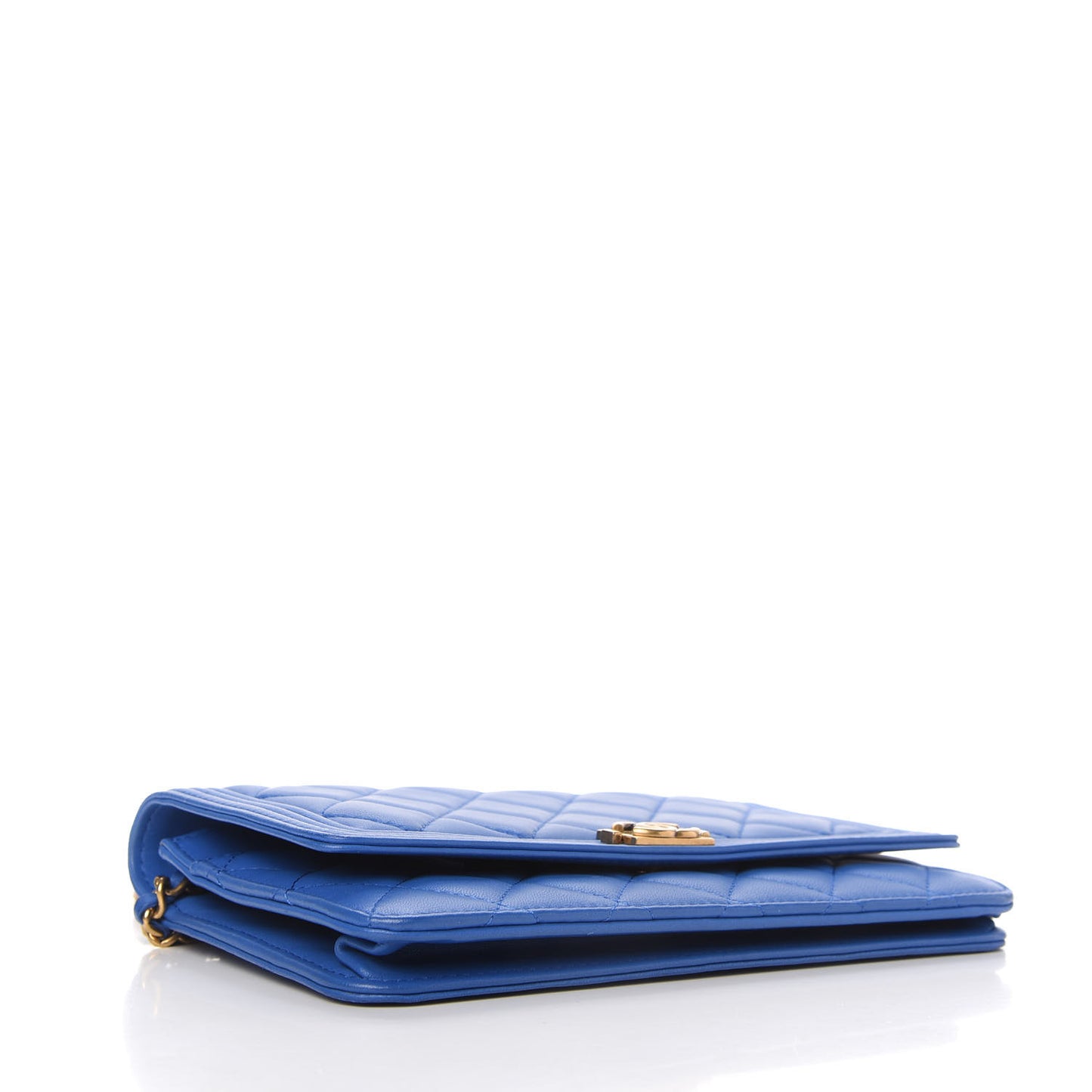 Lambskin Quilted Boy Wallet On Chain WOC Blue