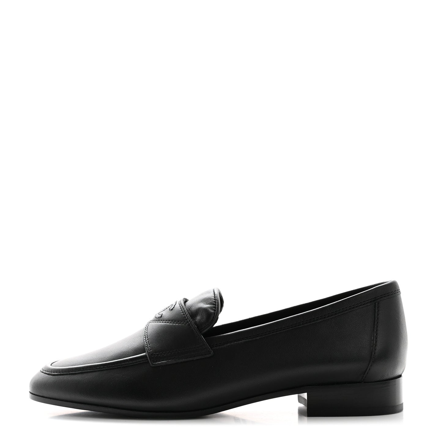 Calfskin Mens Stitched CC Loafers 37 Black