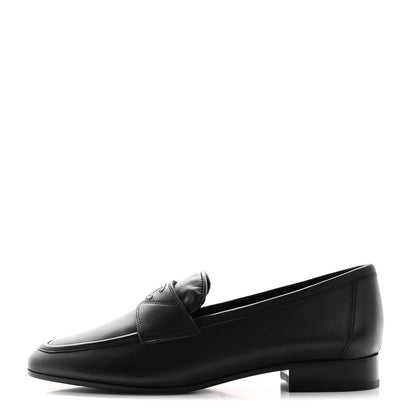 Chanel Calfskin Mens Stitched CC Loafers 37 Black 1 of 8